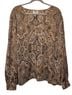 Talbots 100% Silk Paisley Tan Brown Long Sleeve Blouse Size 2X - photo 1