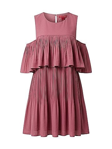 Saks Fifth Avenue Pleated Ruffle Dress Casual Dress (view 1)