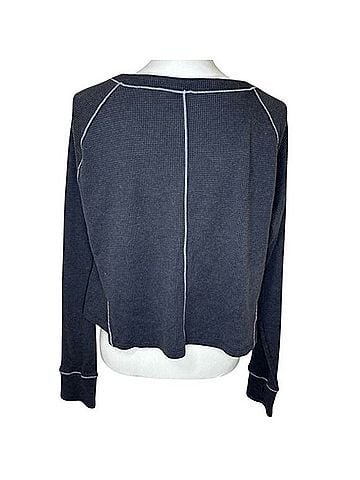 Free People Early Night Crop Henley Thermal Long Sleeve T-Shirt (view 2)