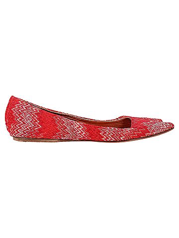 Missoni Missoni Striped Ballet Flats in Red Cotton (view 1)