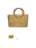 Label 100% Straw Floral Tan Leather Tote One size - photo 2