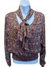 Ramy Brook 92% Silk 8% Lurex 100% Polyester Paisley Brown Blue Long Sleeve Blouse Size M - photo 1