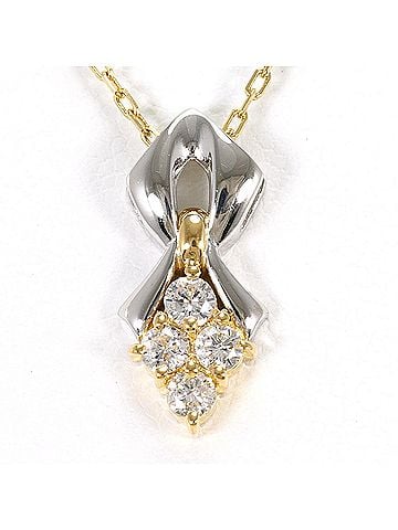 Unbranded PT900 Platinum 18K Yellow Gold Necklace with 0.21ct Diamond, Total Weight 3.3g, 40cm Length, Like New Condition. (view 1)