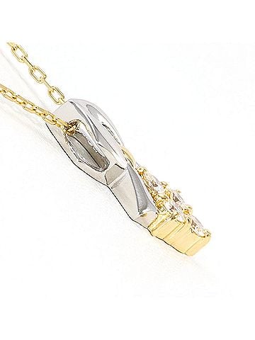 Unbranded PT900 Platinum 18K Yellow Gold Necklace with 0.21ct Diamond, Total Weight 3.3g, 40cm Length, Like New Condition. (view 2)