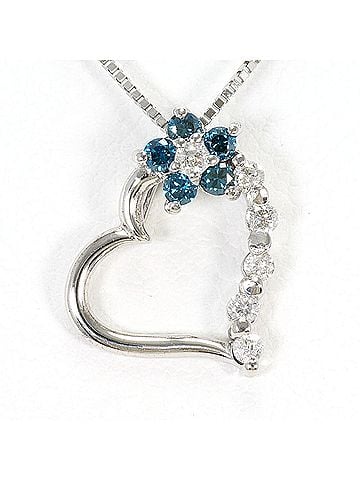Unbranded K14 14K White Gold (WG) and K10 10K Necklace with Blue Diamond (0.19ct), Total Weight 1.5g, 40cm, Like New Condition. (view 1)