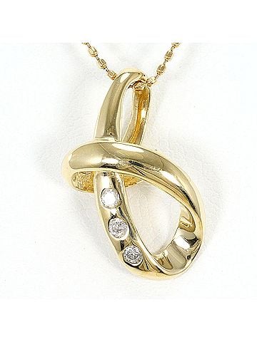 Unbranded K10 10K YG Yellow Gold Necklace with Diamond (no carat marking), Total Weight 1.9g, 40cm, Like New Condition. (view 1)