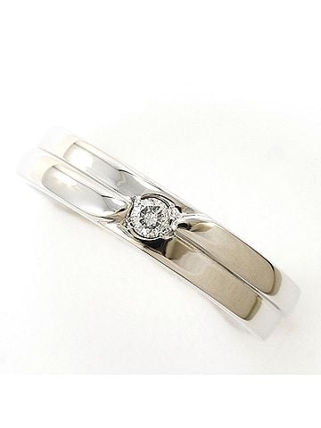 Unbranded K14 14K WG White Gold Ring, 1 Diamond 0.06ct, Certificate of Authenticity, Total Weight 4.0g, Like New Condition (view 1)