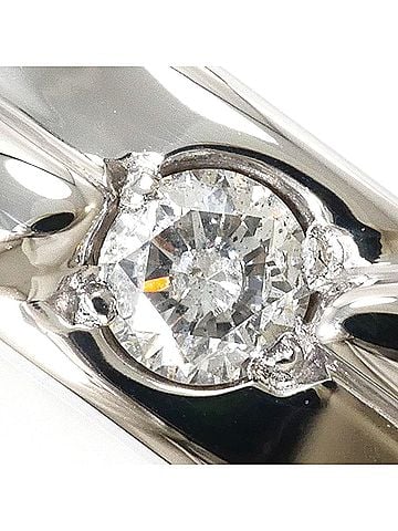 Unbranded K14 14K WG White Gold Ring, 1 Diamond 0.06ct, Certificate of Authenticity, Total Weight 4.0g, Like New Condition (view 2)