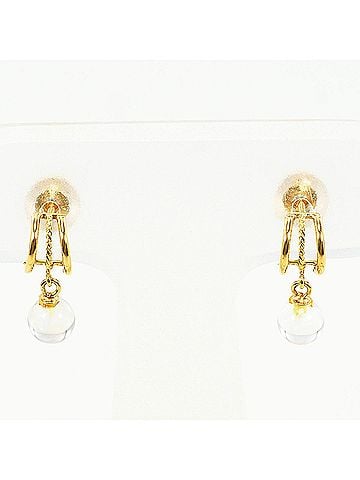 Unbranded 18K (18-karat) yellow gold earrings with quartz stones. Total weight: 0.6g. Like new condition. (view 1)