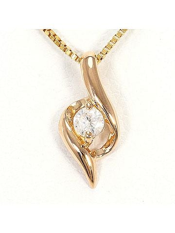 Unbranded K14 14K YG Yellow Gold Necklace with 0.07ct Diamond, Total Weight 1.3g, 40cm, Like New Condition (view 1)