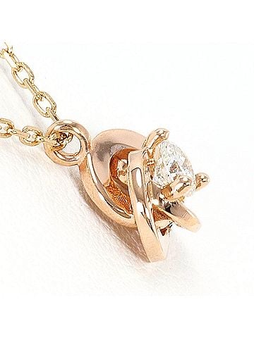 Unbranded K14 14K PG Pink Gold Necklace with Diamond (carat weight not stamped), Total 1.7g, 41cm length, Like New Condition. (view 2)