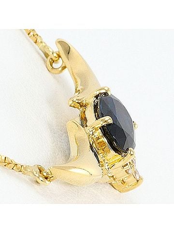 Unbranded 18K (18-karat) Yellow Gold Necklace with 0.85 ct Sapphire and 0.05 Diamond. Includes Certificate of Authenticity. Total Weight: 3.5g. 41cm. Like New Condition. (view 2)