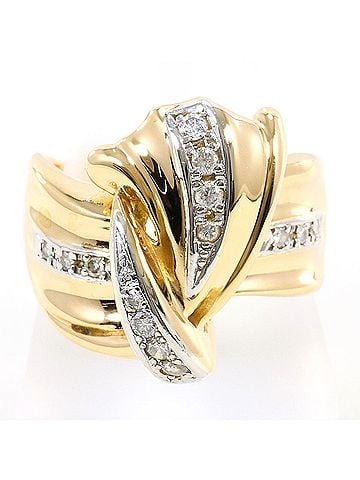 Unbranded 18K (18-karat) Yellow Gold (YG) and Platinum (PT900) Ring with 2 Diamonds (0.40 ct), Certificate of Authenticity, Total Weight 11.0g, Like New Condition. (view 1)