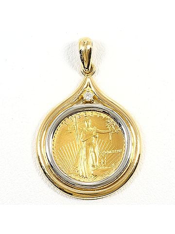 Unbranded K22 22K YG Yellow Gold 18K Pendant Top 1.10oz Diamond (no carat marking) with Certificate of Authenticity Total Weight 7.8g Jewelry (view 1)