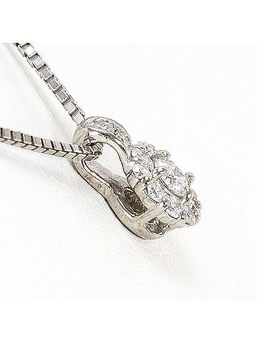 Unbranded 18K (18-karat white gold) necklace with 0.09ct and 0.11ct diamonds. Comes a certificate of authenticity. Total weight 3.1g. 50cm length. Like new condition. (view 2)