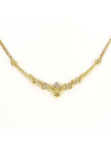 Unbranded 18K (18-karat) Yellow Gold Necklace with 0.12ct Diamond, Certificate of Authenticity, Total Weight 4.0g, 43cm, Like New Condition. (view 1)