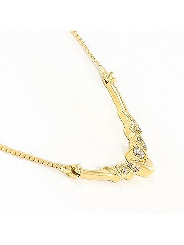 Unbranded 18K (18-karat) Yellow Gold Necklace with 0.12ct Diamond, Certificate of Authenticity, Total Weight 4.0g, 43cm, Like New Condition. (view 2)