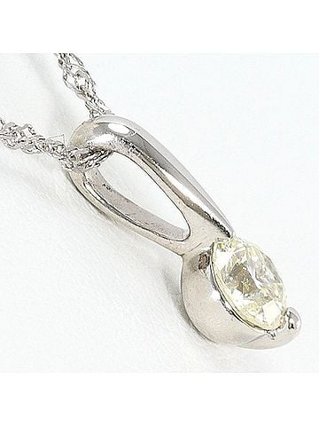 Unbranded PT900 Platinum / PT850 Necklace with Yellow Diamond (0.32 ct), Total Weight 2.2g, 40cm, Like New Condition. (view 2)