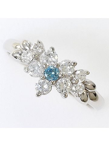 Unbranded PT900 Platinum Ring with 1 Blue Diamond and 0.50 ct Diamond, Total Weight 3.8g, Like New Condition. (view 1)