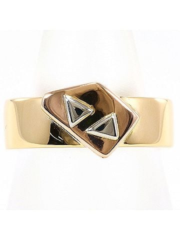 Unbranded 18K (18-karat) Yellow Gold (YG) and Platinum (PT900) Ring, 1 piece, Total Weight 11.2g, Like New Condition. (view 1)