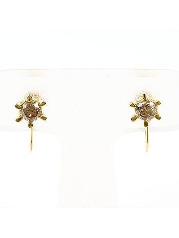Unbranded 18K (18-karat) yellow gold earrings with brown diamonds (0.25ct), total weight 1.9g, like new. (view 1)