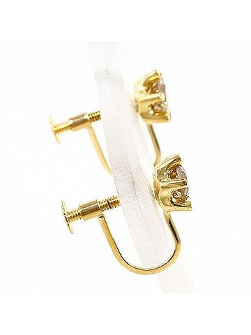 Unbranded 18K (18-karat) yellow gold earrings with brown diamonds (0.25ct), total weight 1.9g, like new. (view 2)