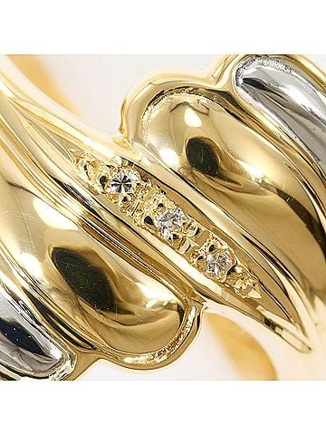 Unbranded 18K (18-karat) Yellow Gold (YG) and Platinum (PT900) Ring with 1 Diamond (0.02 ct), Certificate of Authenticity, Total Weight 4.6g, Like New Condition. (view 2)