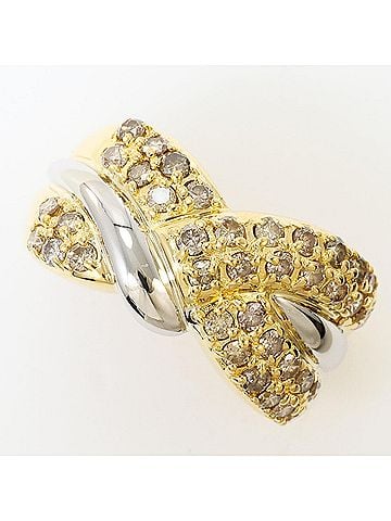 Unbranded 18K (18-karat) Yellow Gold (YG) and Platinum (PT850) Ring with 1 Brown Diamond (1.02 ct), Certificate of Authenticity, Total Weight 8.6g, Like New Condition. (view 1)