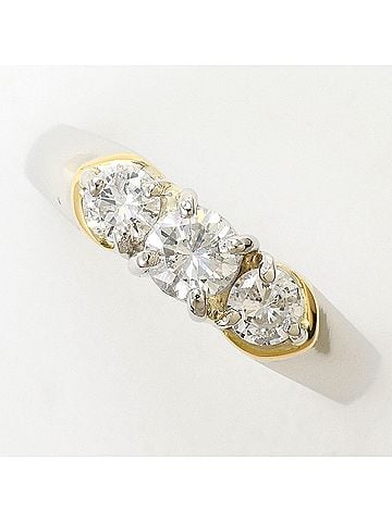 Unbranded 18K (18-karat) Yellow Gold (YG) and Platinum (PT900) Ring with 0.50 ct Diamond, Certificate of Authenticity, Total Weight 3.8g, Like New Condition. (view 1)