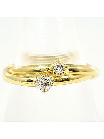 Unbranded 18K (18-karat) Yellow Gold Ring with 1 Diamond (0.10 ct) and 0.05 ct Diamond, Certificate of Authenticity, Total Weight 3.1g, Like New Condition. (view 2)