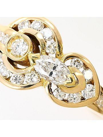 Unbranded 18K (18-karat) yellow gold ring with 1 diamond (no carat marking), includes appraisal certificate, total weight 3.7g, like new condition. (view 2)