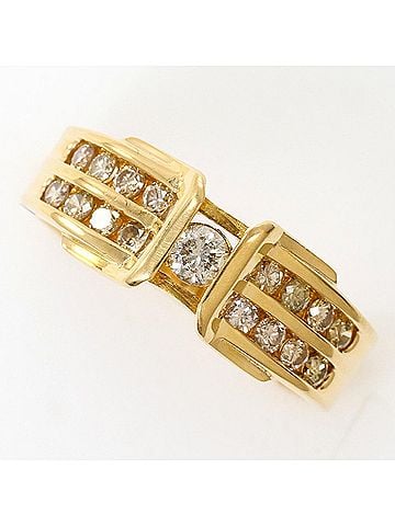 Unbranded 18K (18-karat) Yellow Gold Ring with 0.4 ct Diamond, Certificate of Authenticity, Total Weight 3.0g, Like New Condition. (view 1)
