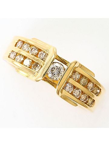 Unbranded 18K (18-karat) Yellow Gold Ring with 0.4 ct Diamond, Certificate of Authenticity, Total Weight 3.0g, Like New Condition. (view 2)