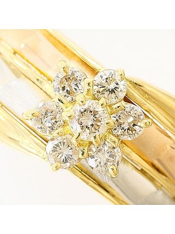 Unbranded 18K (18-karat) Yellow Gold (YG) and Platinum (PT900) Ring with 1 Diamond (no carat marking), Certificate of Authenticity, Total Weight 4.8g, Like New Condition. (view 2)