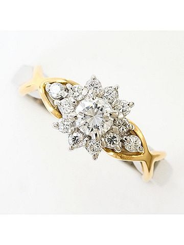 Unbranded PT900 Platinum 18K Yellow Gold Ring with 1 Diamond (0.18 ct) and 0.17 ct Diamond. Includes appraisal certificate. Total weight 4.5g. Like new condition. (view 2)