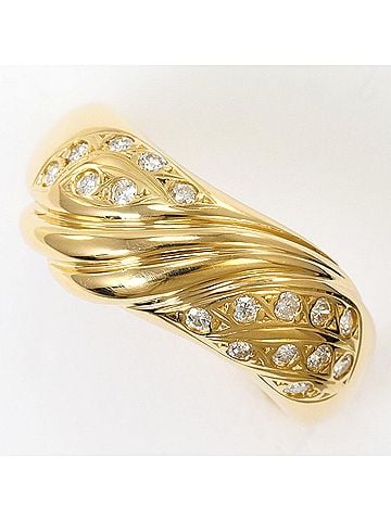 Unbranded 18K (18-karat) yellow gold ring with 1 diamond (no carat marking), includes appraisal certificate, total weight 4.8g, like new condition. (view 1)