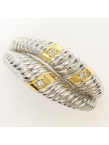 Unbranded PT900 Platinum 18K Yellow Gold Ring with 1 Diamond (0.03 ct), Certificate of Authenticity, Total Weight 5.4g, Like New Condition. (view 1)