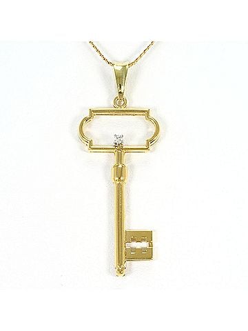 Unbranded 18K (18-karat) Yellow Gold Necklace with Diamond (no carat marking), Certificate of Authenticity, Total Weight 4.7g, 40cm, Like New Condition. (view 1)