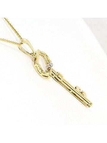 Unbranded 18K (18-karat) Yellow Gold Necklace with Diamond (no carat marking), Certificate of Authenticity, Total Weight 4.7g, 40cm, Like New Condition. (view 2)