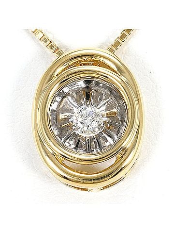 Unbranded Platinum (PT) and yellow gold (YG) necklace with a 0.08ct diamond, includes certificate of authenticity, weighs 4.7g, is 40cm long. It in like-new condition. (view 1)