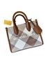 Michael Kors Checkered-gingham Brown White Leather Tote One size - photo 1