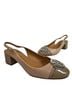 Tory Burch 100% Patent Leather Tan Silver Heels Size 8 1/2 - photo 1