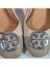 Tory Burch 100% Patent Leather Tan Silver Heels Size 8 1/2 - photo 8