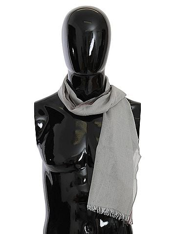 Costume National Gray Fringe Neck Wrap Cotton Men's Scarf (view 1)