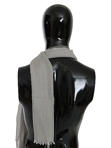 Costume National Gray Fringe Neck Wrap Cotton Men's Scarf (view 2)