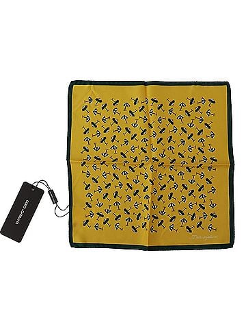 Dolce & Gabbana Basic Yellow Printed DG Logo Square Mens Handkerchief Men's Scarf (view 1)