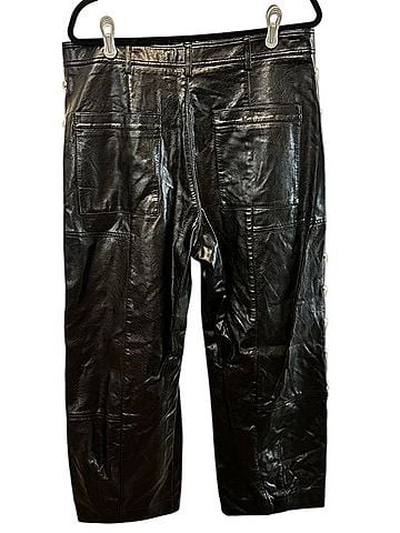 Anthropologie Vegan Leather Side Studded Barrel Utility Cargo Pants (view 2)