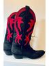 Larry Mahan Cowboy Collection Black Red Boots Size 7 - photo 3