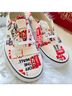 Vans 100% Fabric Graphic Tan Red Sneakers Size 8 1/2 - photo 4