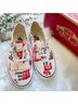 Vans 100% Fabric Graphic Tan Red Sneakers Size 8 1/2 - photo 5